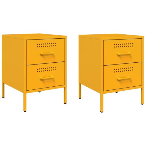VidaXL Szafki nocne, 2 szt., musztardowe, 36x39x50,5 cm, stal VidaXL Szafki nocne, 2 szt., musztardowe, 36x39x50,5 cm, stal