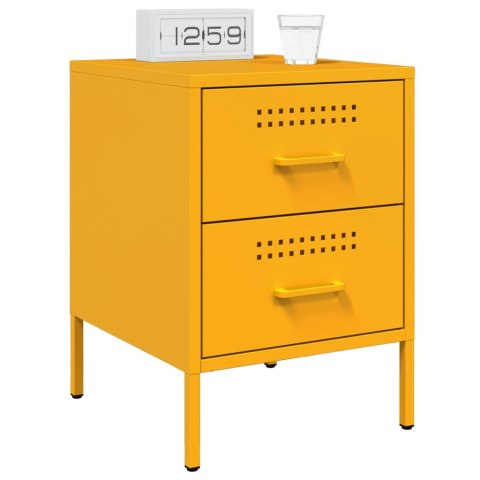 VidaXL Szafki nocne, 2 szt., musztardowe, 36x39x50,5 cm, stal VidaXL Szafki nocne, 2 szt., musztardowe, 36x39x50,5 cm, stal