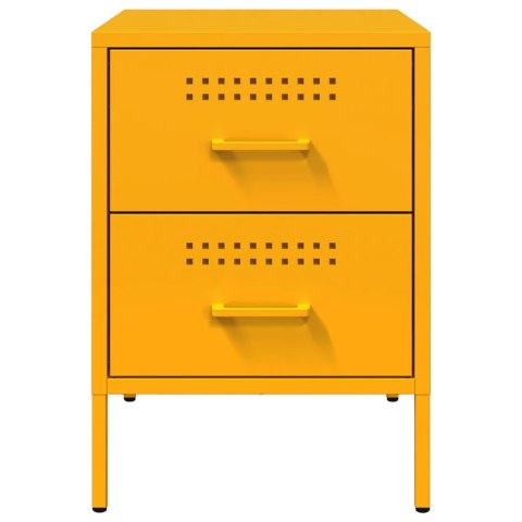 VidaXL Szafki nocne, 2 szt., musztardowe, 36x39x50,5 cm, stal VidaXL Szafki nocne, 2 szt., musztardowe, 36x39x50,5 cm, stal