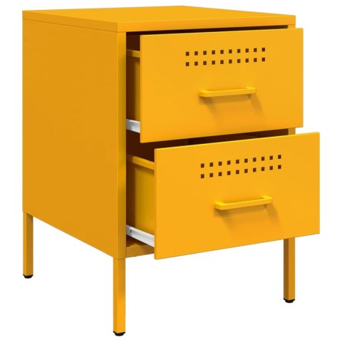 VidaXL Szafki nocne, 2 szt., musztardowe, 36x39x50,5 cm, stal VidaXL Szafki nocne, 2 szt., musztardowe, 36x39x50,5 cm, stal