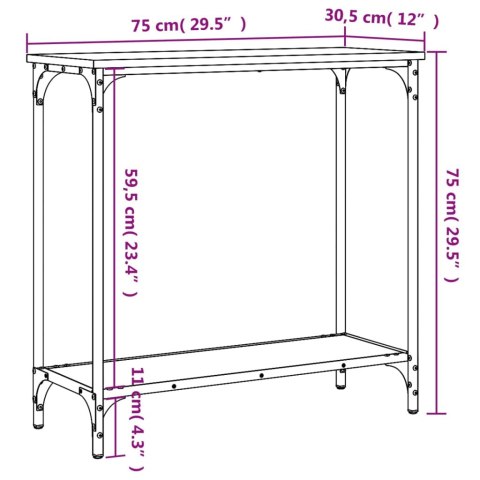 VidaXL Stolik konsolowy, przydymiony dąb, 75x30,5x75 cm VidaXL Stolik konsolowy, przydymiony dąb, 75x30,5x75 cm