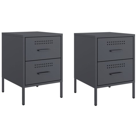 VidaXL Szafki nocne, 2 szt., antracytowe, 36x39x50,5 cm, stal VidaXL Szafki nocne, 2 szt., antracytowe, 36x39x50,5 cm, stal