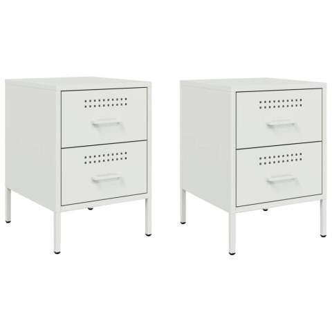 VidaXL Szafki nocne, 2 szt., białe, 36x39x50,5 cm, stal VidaXL Szafki nocne, 2 szt., białe, 36x39x50,5 cm, stal