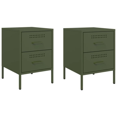 VidaXL Szafki nocne, 2 szt., oliwkowa zieleń, 36x39x50,5 cm, stal VidaXL Szafki nocne, 2 szt., oliwkowa zieleń, 36x39x50,5 cm, stal