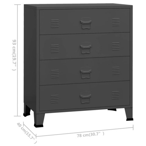 VidaXL Industrialna komoda, antracytowa, 78x40x93 cm, metalowa VidaXL Industrialna komoda, antracytowa, 78x40x93 cm, metalowa