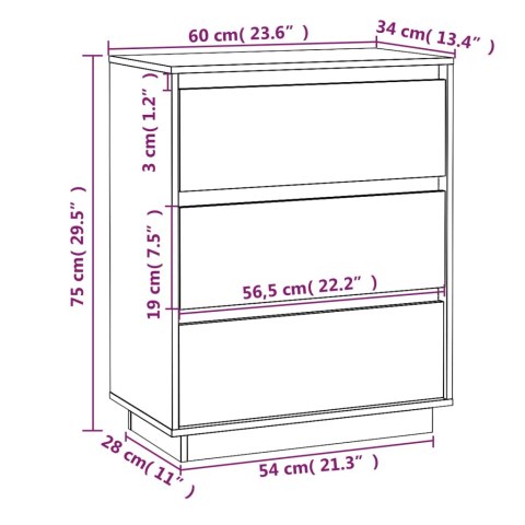VidaXL Szafka, 60 x 34 x 75 cm, lite drewno sosnowe VidaXL Szafka, 60 x 34 x 75 cm, lite drewno sosnowe
