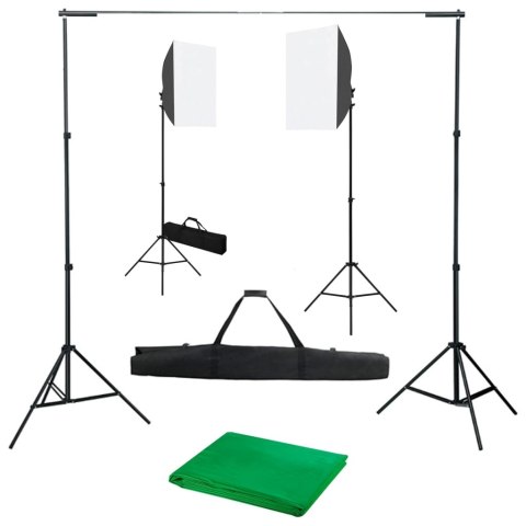 VidaXL Fotograficzny zestaw studyjny z lampami softbox i tłem