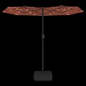 VidaXL Parasol ogrodowy podwójny z LED, terakota, 316x240 cm