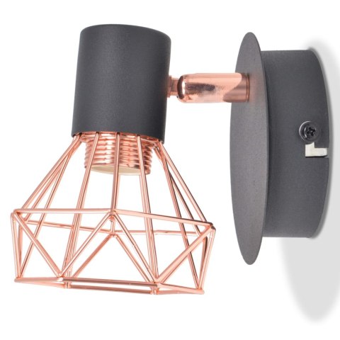 VidaXL Lampy ścienne, 2 szt., E14, czarno-miedziane VidaXL Lampy ścienne, 2 szt., E14, czarno-miedziane
