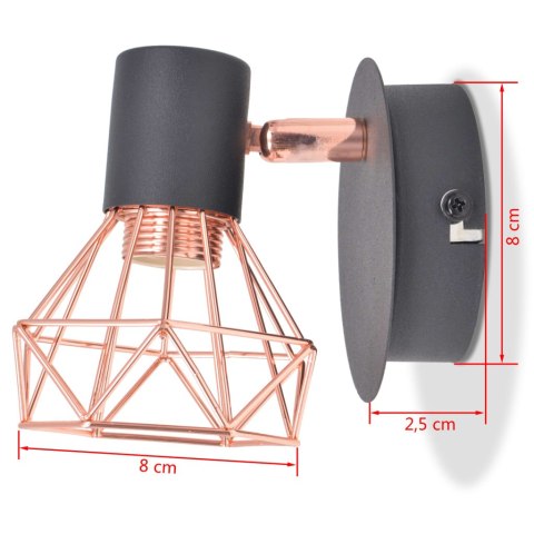 VidaXL Lampy ścienne, 2 szt., E14, czarno-miedziane VidaXL Lampy ścienne, 2 szt., E14, czarno-miedziane