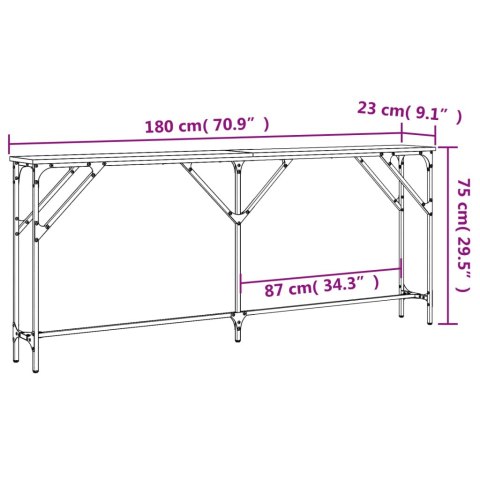VidaXL Stolik konsolowy, czarny, 180x23x75 cm, materiał drewnopochodny VidaXL Stolik konsolowy, czarny, 180x23x75 cm, materiał drewnopochodny
