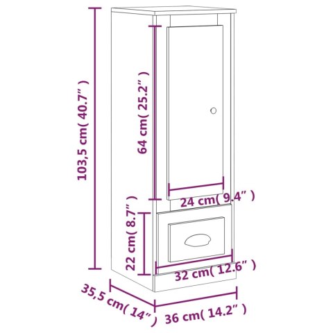 VidaXL Szafka, biała, 36x35,5x103,5 cm, materiał drewnopochodny VidaXL Szafka, biała, 36x35,5x103,5 cm, materiał drewnopochodny