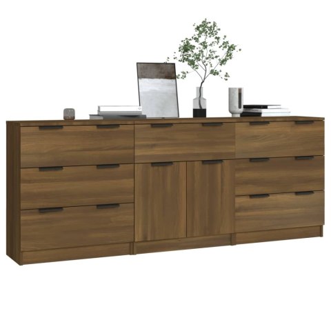 VidaXL Szafki, 3 szt., brązowy dąb, materiał drewnopochodny VidaXL Szafki, 3 szt., brązowy dąb, materiał drewnopochodny