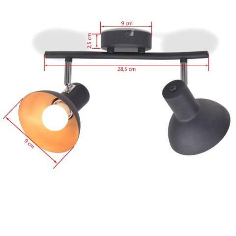 VidaXL Lampa sufitowa na 2 żarówki E27, czarno-złota VidaXL Lampa sufitowa na 2 żarówki E27, czarno-złota