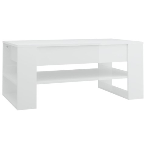 VidaXL Stolik kawowy, biały o wysokim połysku, 102x55x45 cm VidaXL Stolik kawowy, biały o wysokim połysku, 102x55x45 cm