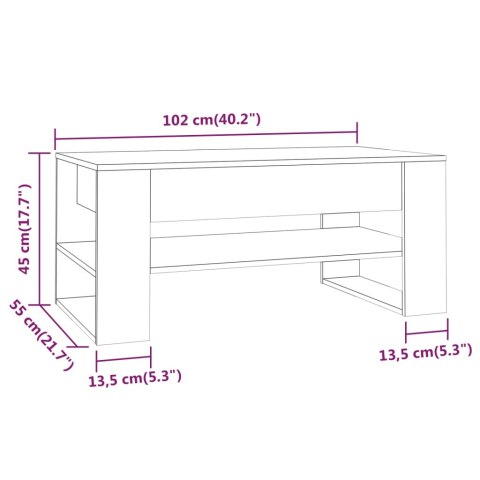 VidaXL Stolik kawowy, dąb sonoma 102x55x45 cm, materiał drewnopochodny VidaXL Stolik kawowy, dąb sonoma 102x55x45 cm, materiał drewnopochodny