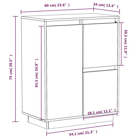VidaXL Szafka, biała, 60 x 34 x 75 cm, lite drewno sosnowe VidaXL Szafka, biała, 60 x 34 x 75 cm, lite drewno sosnowe