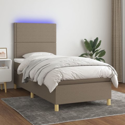 VidaXL Łóżko kontynentalne z materacem, taupe, 90x200 cm, tkanina