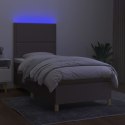 VidaXL Łóżko kontynentalne z materacem, taupe, 90x200 cm, tkanina