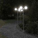 VidaXL Stojące lampy ogrodowe, 3 szt, srebrne, 215 cm, stal nierdzewna