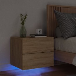 VidaXL Wisząca szafka nocna z podświetleniem LED, dąb sonoma