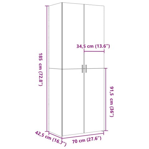 Wysoka szafka, czarna, 70x42,5x185 cm, materiał drewnopochodny Wysoka szafka, czarna, 70x42,5x185 cm, materiał drewnopochodny