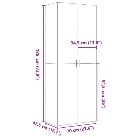 Wysoka szafka, czarna, 70x42,5x185 cm, materiał drewnopochodny Wysoka szafka, czarna, 70x42,5x185 cm, materiał drewnopochodny