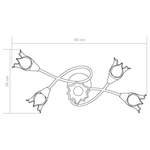 VidaXL Lampa sufitowa ze szklanymi kloszami na 5 żarówek E14, tulipany VidaXL Lampa sufitowa ze szklanymi kloszami na 5 żarówek E14, tulipany