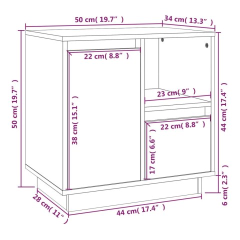 Szafka nocna, 50x34x50 cm, lite drewno sosnowe Szafka nocna, 50x34x50 cm, lite drewno sosnowe