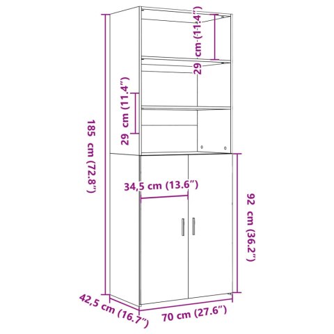 VidaXL Wysoka szafka, czarna, 70x42,5x185 cm, materiał drewnopochodny VidaXL Wysoka szafka, czarna, 70x42,5x185 cm, materiał drewnopochodny