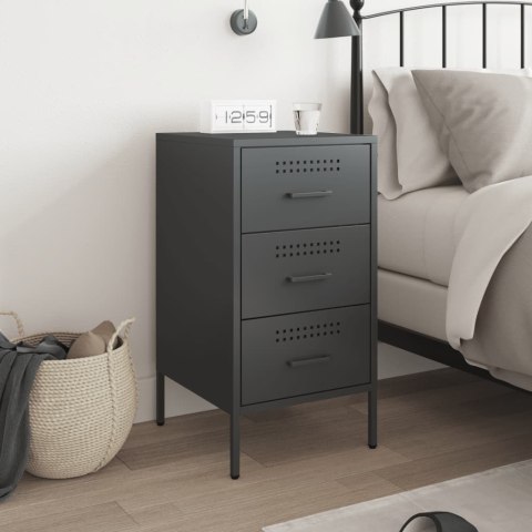 VidaXL Szafka nocna, czarna, 36x39x68 cm, stal walcowana na zimno VidaXL Szafka nocna, czarna, 36x39x68 cm, stal walcowana na zimno
