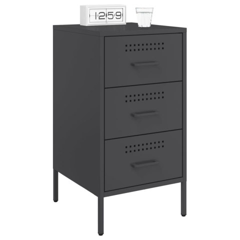 VidaXL Szafka nocna, czarna, 36x39x68 cm, stal walcowana na zimno VidaXL Szafka nocna, czarna, 36x39x68 cm, stal walcowana na zimno
