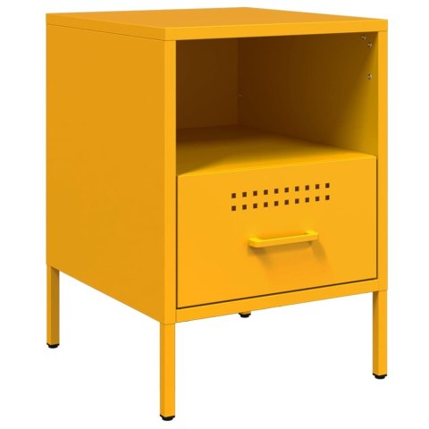 VidaXL Szafka nocna, musztardowa, 36x39x50,5 cm, stal walcowana VidaXL Szafka nocna, musztardowa, 36x39x50,5 cm, stal walcowana
