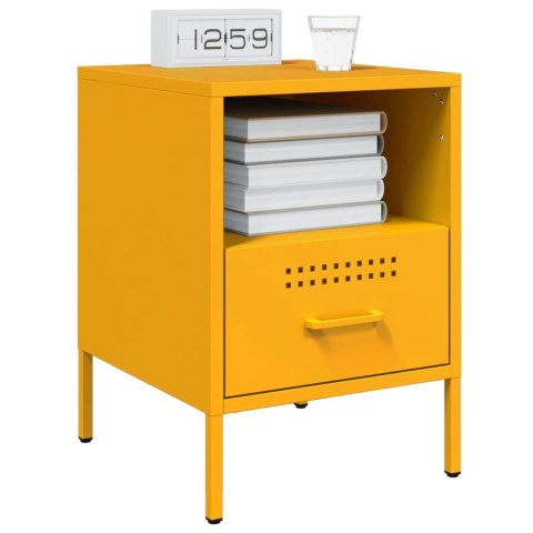 VidaXL Szafka nocna, musztardowa, 36x39x50,5 cm, stal walcowana VidaXL Szafka nocna, musztardowa, 36x39x50,5 cm, stal walcowana