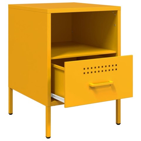 VidaXL Szafka nocna, musztardowa, 36x39x50,5 cm, stal walcowana VidaXL Szafka nocna, musztardowa, 36x39x50,5 cm, stal walcowana