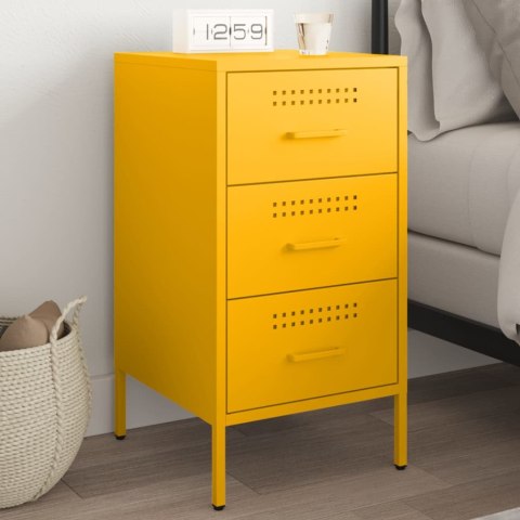 VidaXL Szafka nocna, musztardowa, 36x39x68 cm, stal walcowana na zimno VidaXL Szafka nocna, musztardowa, 36x39x68 cm, stal walcowana na zimno