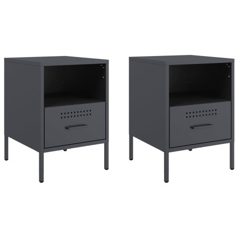 VidaXL Szafki nocne, 2 szt., antracytowe, 36x39x50,5 cm, stal VidaXL Szafki nocne, 2 szt., antracytowe, 36x39x50,5 cm, stal
