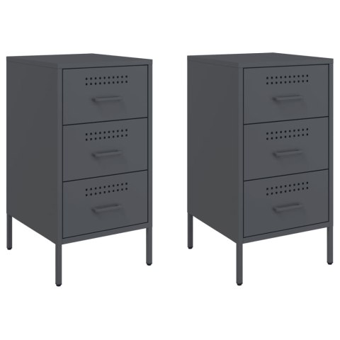 VidaXL Szafki nocne, 2 szt., antracytowe, 36x39x68 cm, stal walcowana VidaXL Szafki nocne, 2 szt., antracytowe, 36x39x68 cm, stal walcowana