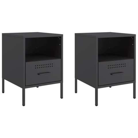 VidaXL Szafki nocne, 2 szt., czarne, 36x39x50,5 cm, stal walcowana VidaXL Szafki nocne, 2 szt., czarne, 36x39x50,5 cm, stal walcowana