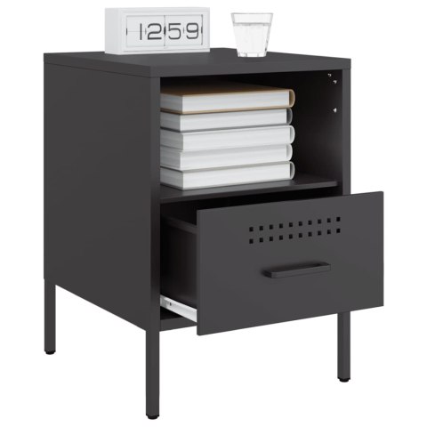 VidaXL Szafki nocne, 2 szt., czarne, 36x39x50,5 cm, stal walcowana VidaXL Szafki nocne, 2 szt., czarne, 36x39x50,5 cm, stal walcowana