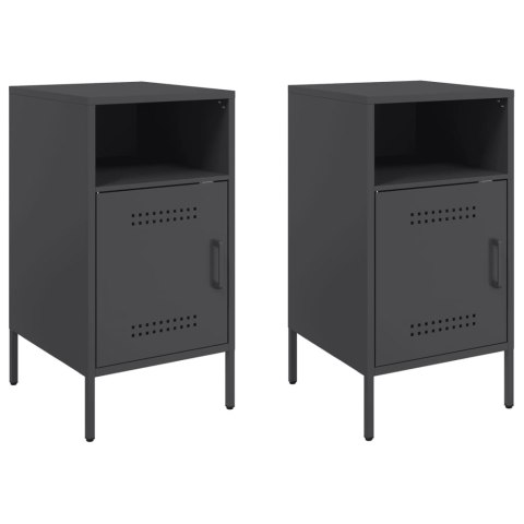 VidaXL Szafki nocne, 2 szt., czarne, 36x39x68 cm, stal walcowana VidaXL Szafki nocne, 2 szt., czarne, 36x39x68 cm, stal walcowana