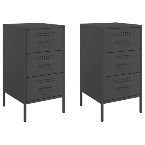 VidaXL Szafki nocne, 2 szt., czarne, 36x39x68 cm, stal walcowana VidaXL Szafki nocne, 2 szt., czarne, 36x39x68 cm, stal walcowana