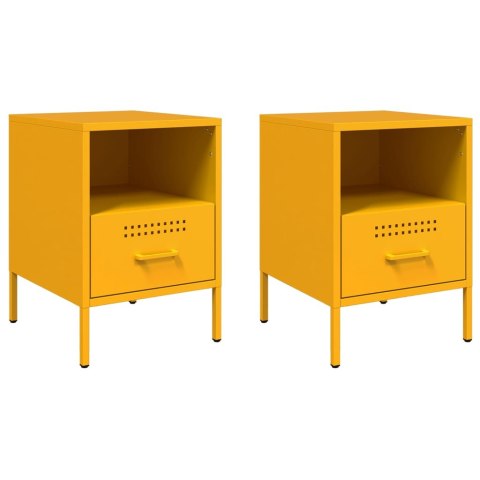 VidaXL Szafki nocne, 2 szt., musztardowe, 36x39x50,5 cm, stal VidaXL Szafki nocne, 2 szt., musztardowe, 36x39x50,5 cm, stal