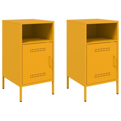 VidaXL Szafki nocne, 2 szt., musztardowe, 36x39x68 cm, stal walcowana VidaXL Szafki nocne, 2 szt., musztardowe, 36x39x68 cm, stal walcowana