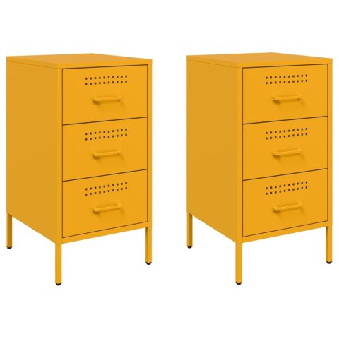 VidaXL Szafki nocne, 2 szt., musztardowe, 36x39x68 cm, stal walcowana VidaXL Szafki nocne, 2 szt., musztardowe, 36x39x68 cm, stal walcowana