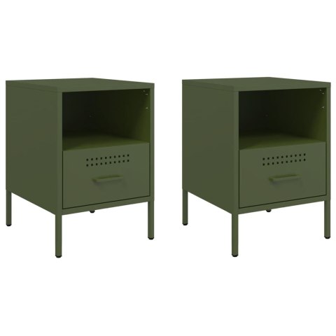 VidaXL Szafki nocne, 2 szt., oliwkowe, 36x39x50,5 cm, stal walcowana VidaXL Szafki nocne, 2 szt., oliwkowe, 36x39x50,5 cm, stal walcowana