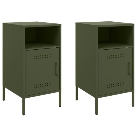 VidaXL Szafki nocne, 2 szt., oliwkowe, 36x39x68 cm, stal walcowana VidaXL Szafki nocne, 2 szt., oliwkowe, 36x39x68 cm, stal walcowana