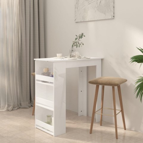 VidaXL Stolik barowy z półkami, wysoki połysk, biały, 102x50x103,5 cm VidaXL Stolik barowy z półkami, wysoki połysk, biały, 102x50x103,5 cm