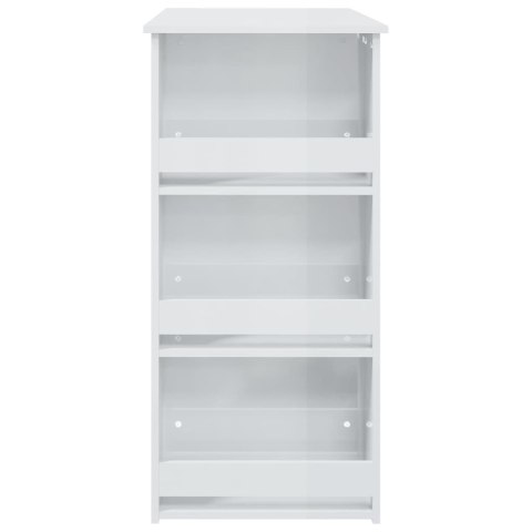 VidaXL Stolik barowy z półkami, wysoki połysk, biały, 102x50x103,5 cm VidaXL Stolik barowy z półkami, wysoki połysk, biały, 102x50x103,5 cm