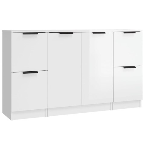 VidaXL Szafki, 3 szt., białe z połyskiem, materiał drewnopochodny VidaXL Szafki, 3 szt., białe z połyskiem, materiał drewnopochodny